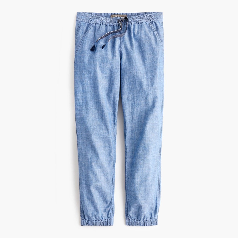 Point Sur Jogger Pants Womens 4 Blue G5566 Chambray Cotton Casual Beach Trousers